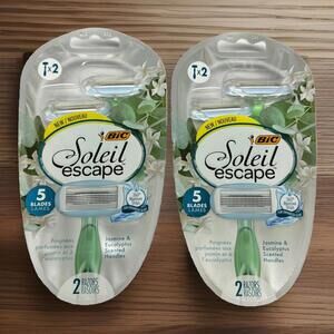 2X BIC Disposable Razors Soleil Escape Jasmine & Eucalyptus Handles 5 Blade 2ct
